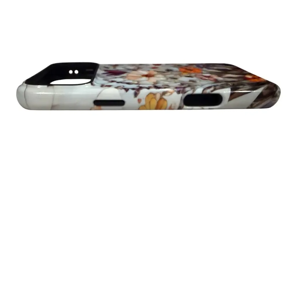 For Iphone 17 Pro Max Case Dual Layer Marble Pressed Floral Hard Shell Flowers